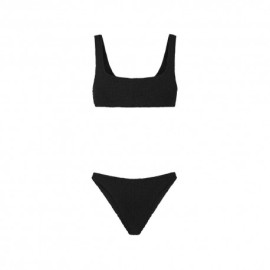 Effek Bikini Top con Slip Fisso Goffrato Nero Donna