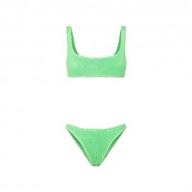 Effek Bikini Top con Slip Fisso Goffrato Verde Fluo Donna