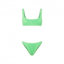 Effek Bikini Top con Slip Fisso Goffrato Verde Fluo Donna