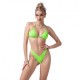 Effek Bikini Triangolo con Slip Americano Fisso Goffrato Rigato Verde Fluo Donna