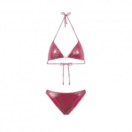 Effek Bikini Triangolo con Slip Americano Fisso Jersey Laminato Fuxia Donna
