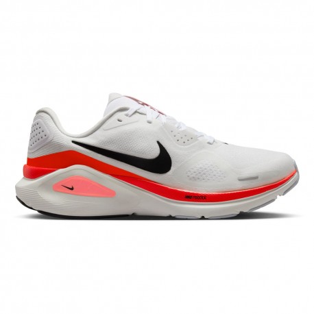 Nike Structure 26 Bianco Nero-Bright Crimson - Scarpe Running Uomo