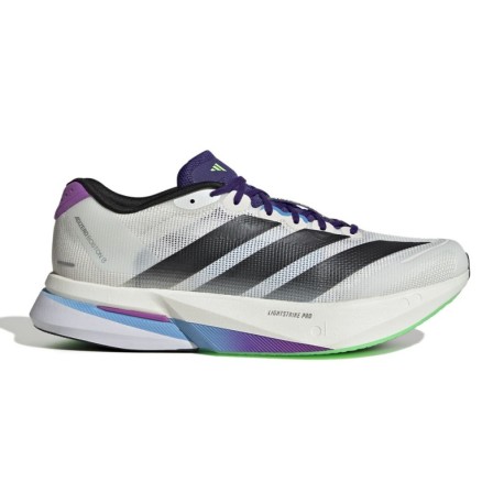 Adidas Adizero Boston 13 Core Bianco Core Nero Lime Bur - Scarpe Running Uomo