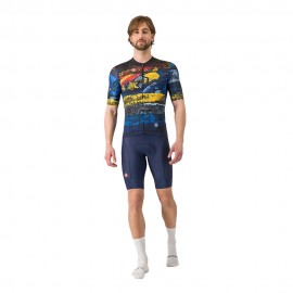 Castelli Maglia Ciclismo Meriler Rocket Blu Giallo Uomo