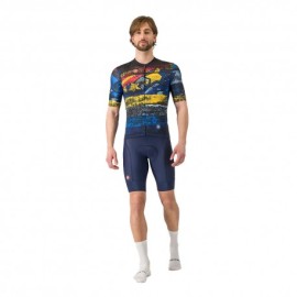 Castelli Maglia Ciclismo Meriler Rocket Blu Giallo Uomo