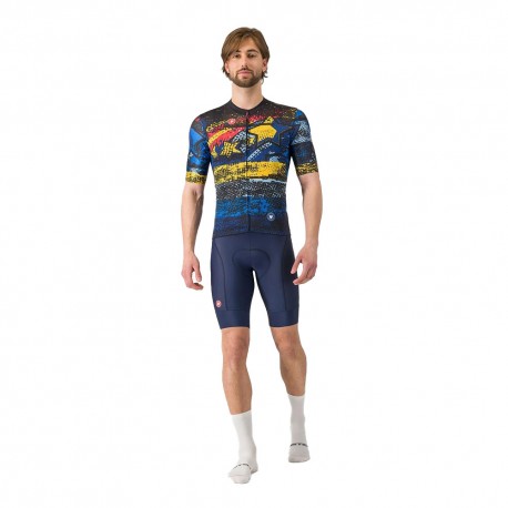 Castelli Maglia Ciclismo Meriler Rocket Blu Giallo Uomo