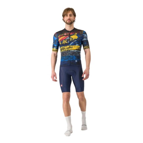 Castelli Maglia Ciclismo Meriler Rocket Blu Giallo Uomo
