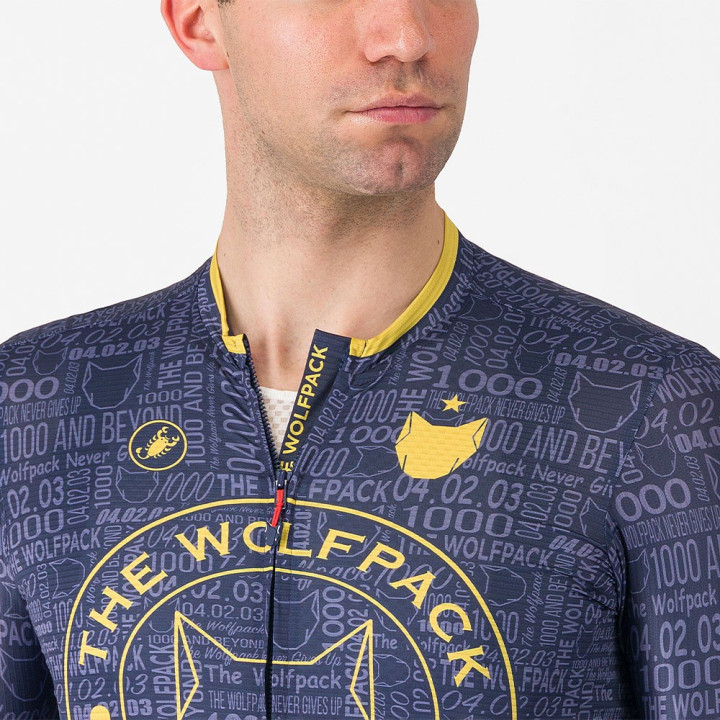 Castelli Maglia Ciclismo Wolfpack 1000 Victory Blu Oro Uomo