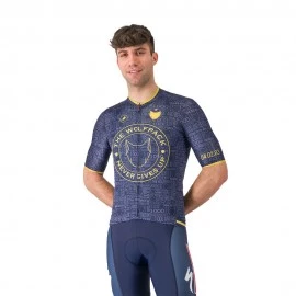 Castelli Maglia Ciclismo Wolfpack 1000 Victory Blu Oro Uomo