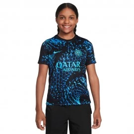 Nike Maglia Maniche Corte Inter Academy Pro Pre Match Blu Nero Bambino