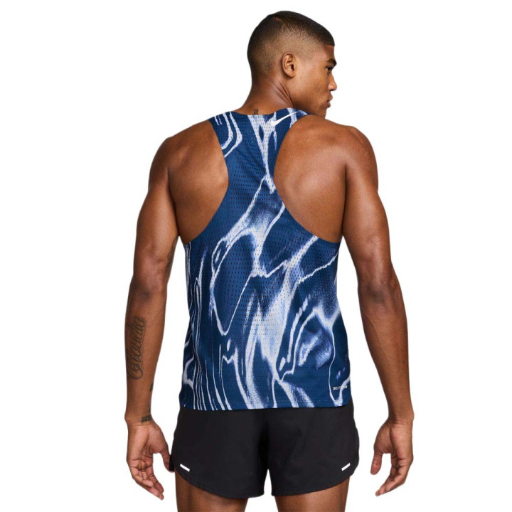 Nike Canotta Running Aeroswift Aop Coastal Blue Uomo