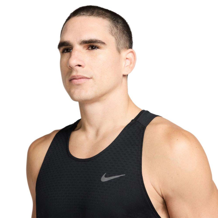 Nike Canotta Running Stride Nero Argento Uomo