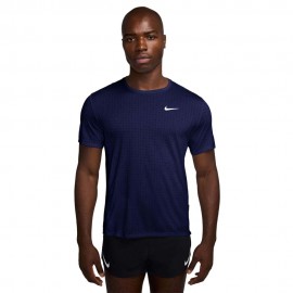 Nike T-Shirt Running Miler Breathe Blue Void Argento Uomo