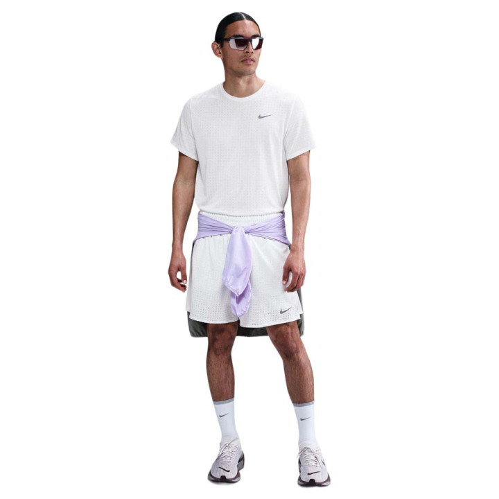 Nike T-Shirt Running Miler Breathe Sum Bianco Argento Uomo