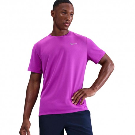 Nike T-Shirt Running Miler Purple Argento Uomo