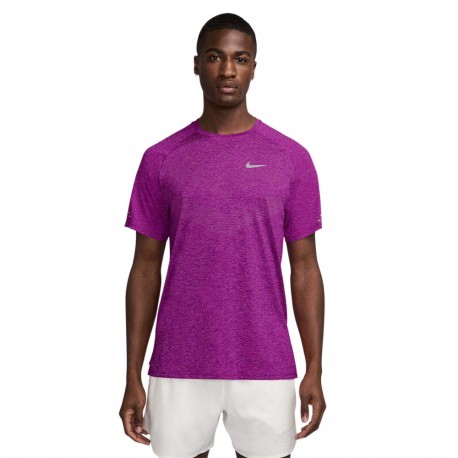 Nike T-Shirt Running Stride Purple Argento Uomo