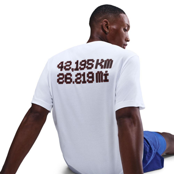 Nike T-Shirt Running City Marathon Dri-Fit Bianco Bright Crimson Uomo