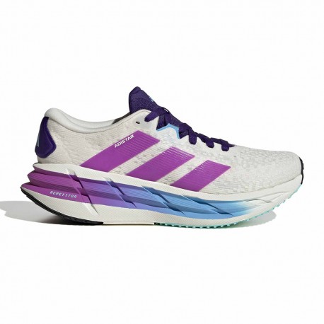 ADIDAS Adistar 4 Core Bianco Purple Burst Semi Blue Bu - Scarpe Running Donna