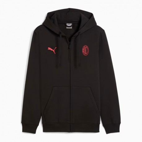 Puma Felpa Calcio Con Cerniera Ac Milan Ess Nero Rosso Uomo