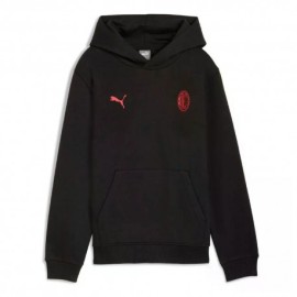 Puma Felpa Calcio Ac Milan Ess Nero Rosso Bambino