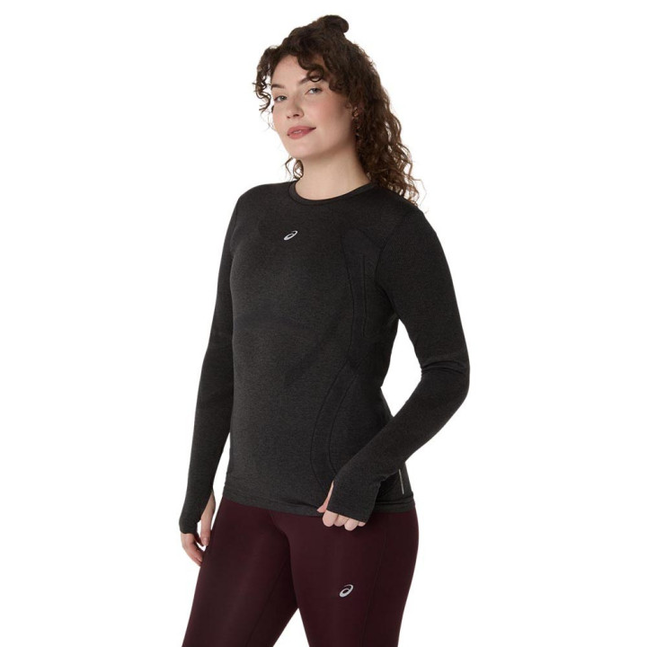 Asics Crop Top Running Road Seamless Ls Performance Nero Graphite Grigio Donna