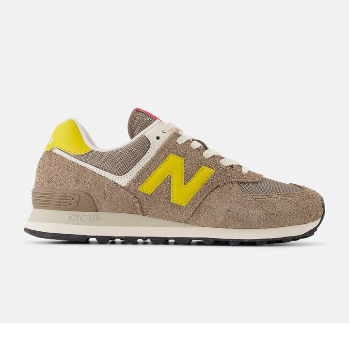 New Balance 574 Mesh Suede Beige Giallo - Sneakers Uomo
