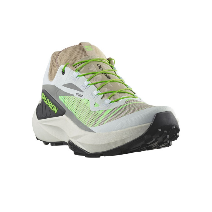 Salomon Genesis Bianco Oxford Tan Verde Gecko - Scarpe Trail Running Uomo
