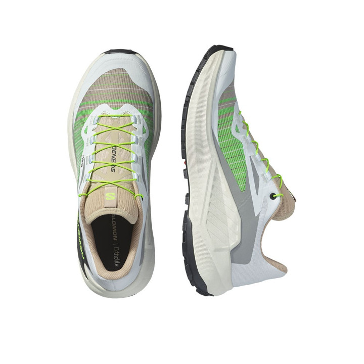 Salomon Genesis Bianco Oxford Tan Verde Gecko - Scarpe Trail Running Uomo