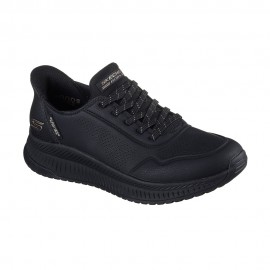 Skechers Bobs Squad 4 Key Look Slip-Ins Lea Nero - Sneakers Donna