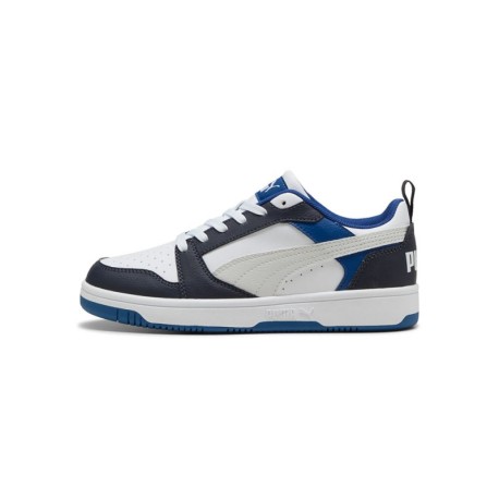 Puma Rebound V6 Lo Gs Bianco Grigio Nero - Scarpe Da Ginnastica Bambino
