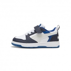 Puma Rebound V6 Lo Ps Ac Bianco Grigio Nero - Scarpe Da Ginnastica Bambino