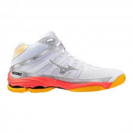 Mizuno Wave Voltage 2 Mid Bianco Arancio Argento - Scarpe Pallavolo Uomo