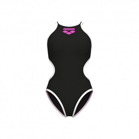 Arena Costume Intero Piscina Big Logo Nero-Bianco Donna