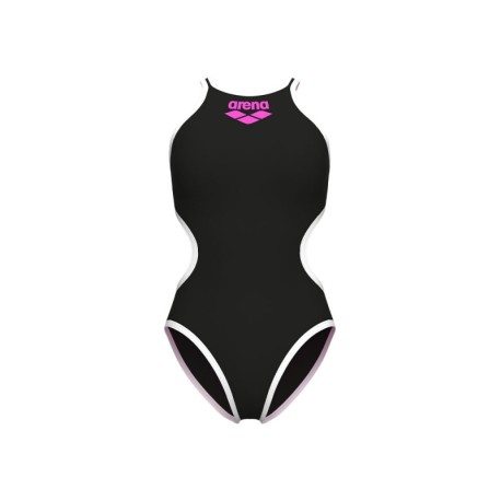 Arena Costume Intero Piscina Big Logo Nero-Bianco Donna
