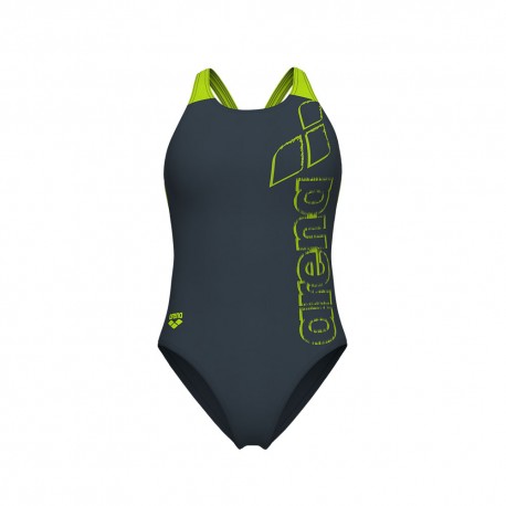 Arena Costume Intero Piscina Scratchy Asphalt Lime Donna