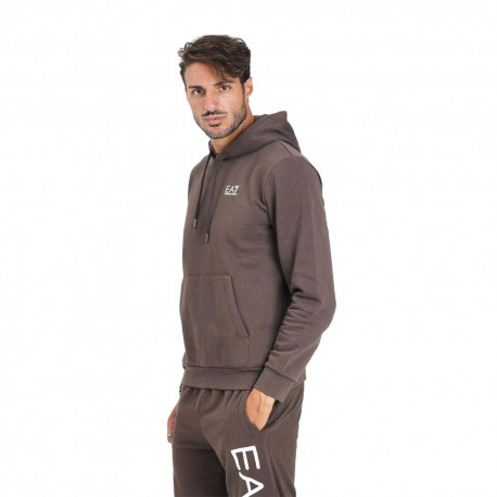 Ea7 Felpa Con Cappuccio Moro Uomo