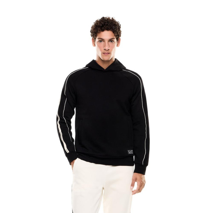 Ea7 Felpa Con Cappuccio Profilo Nero Uomo