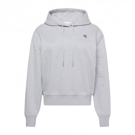 Calvin Klein Felpa Con Cappuccio Logo Piccolo Grigio Donna
