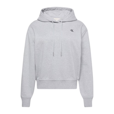 Calvin Klein Felpa Con Cappuccio Logo Piccolo Grigio Donna