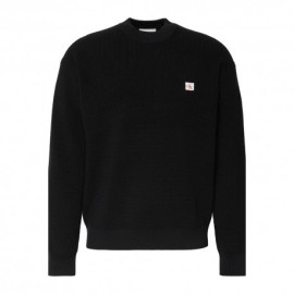 Calvin Klein Maglia Maniche Lunghe Girocollo Waffle Nero Uomo