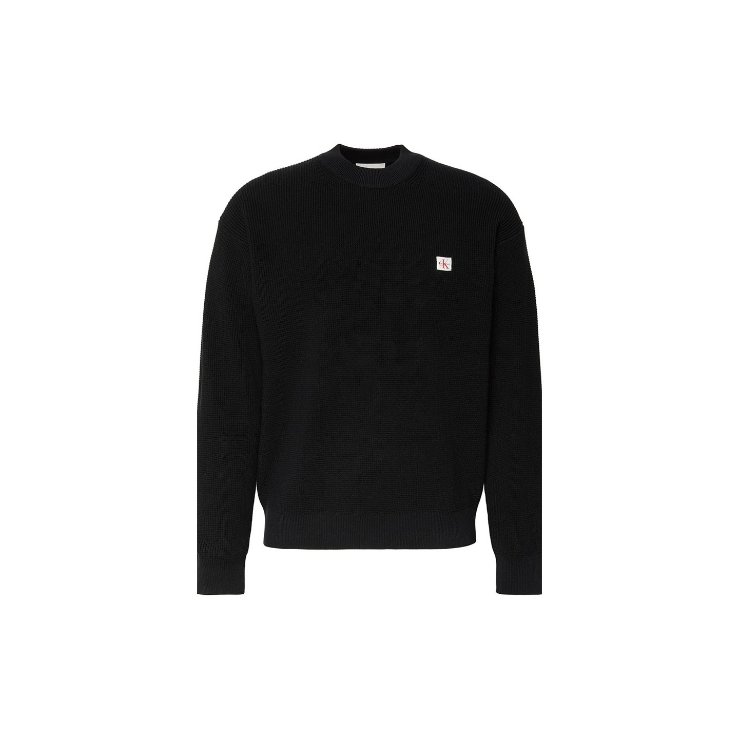 Calvin Klein Maglia Maniche Lunghe Girocollo Waffle Nero Uomo S