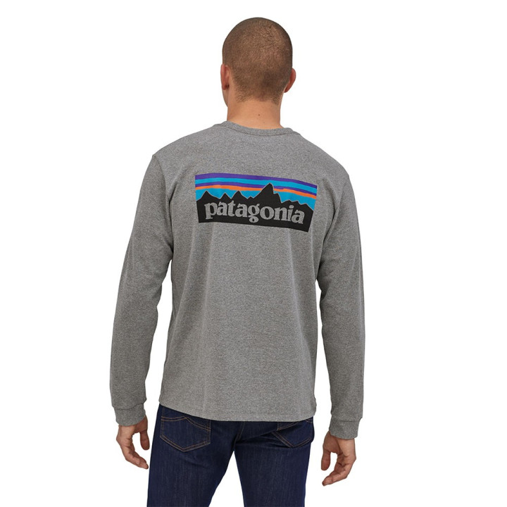 Patagonia Maglia Trekking P-6 Logo Responsabili-Tee Gravel Heather Uomo