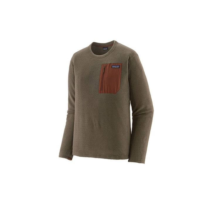 Patagonia Felpa In Pile R1 Air Crew Marlow Brown Uomo