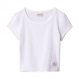 Calvin Klein T-Shirt Scollo Ampio Bianco Donna