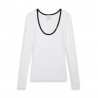 Calvin Klein T-Shirt Scollo Ampio Rib Bianco Donna
