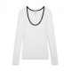 Calvin Klein T-Shirt Scollo Ampio Rib Bianco Donna