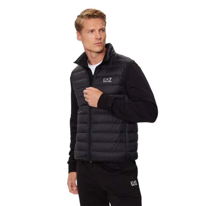 Ea7 Gilet Sportivo Piuma Nero Argento Uomo