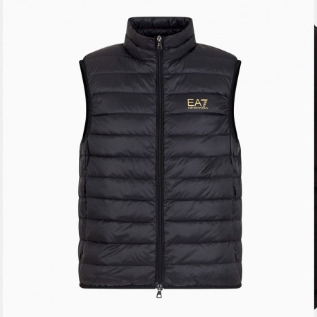 Ea7 Gilet Sportivo Piuma Nero Oro Uomo