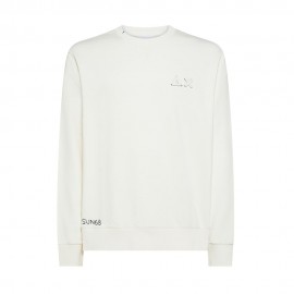 Sun 68 Felpa Girocollo Logo Panna Uomo