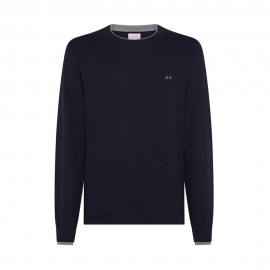 Sun 68 Maglia Maniche Lunghe Girocollo Doppio Collo Blu Uomo